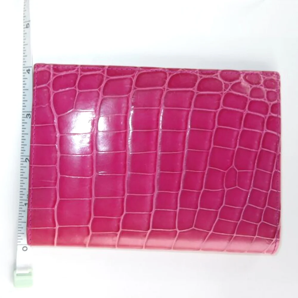 TIFFANY Fuchsia Genuine Crocodile Passport Cover And Card Holder